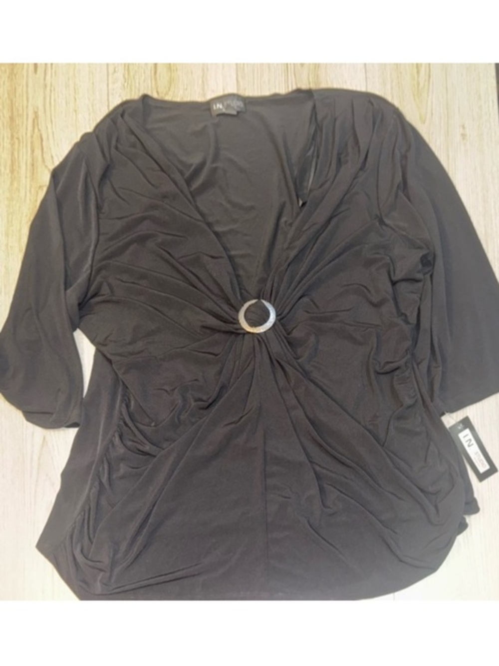 I.N. Studio Black short sleeve shirt top